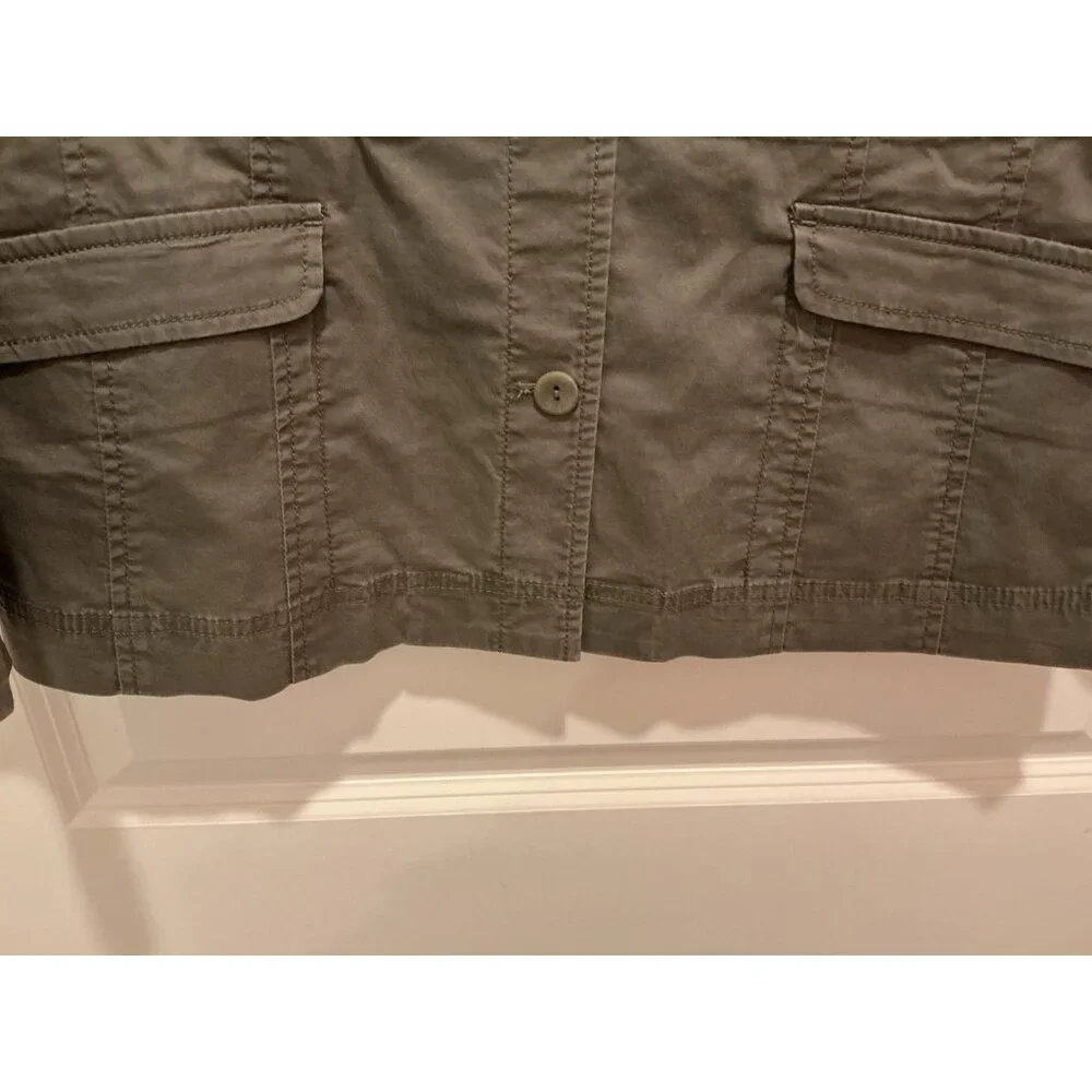 Eileen Fisher Jacket Medium Utility Ruffle Collar Button Up Cinch Waist - Picture 4 of 8